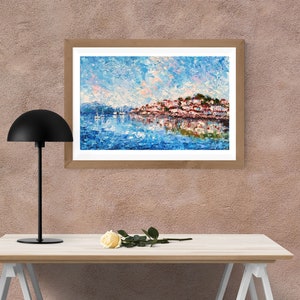 Italy Coast Impasto Oil Painting Mediterranean Coastal Artwork Abstract Italian Seascape Palette Knife Heavy Textured Original Wall Art image 9