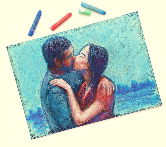 Kissing Couple Original Painting Romantic Couple Wall Art Original