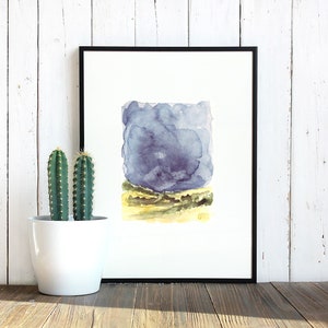 Indigo Blue Night Landscape Watercolor Original Small Painting Nature Artwork Navy Blue Night Sky Artwork Ireland Nocturnal Hills Wall Art image 5