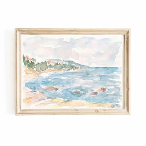 フランス海岸 パステル 水彩画 オリジナル絵画 プロヴァンスの風景 海岸のアートワーク 地中海の海景 南フランス 旅行 壁アート