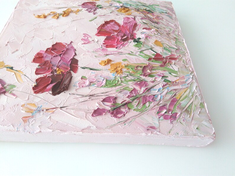 Palette Knife Purple Peony Impasto Oil Painting Heavy Textured - Etsy
