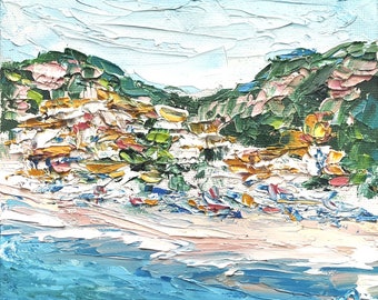 Amalfi Italien Küste Impasto Ölgemälde Mediterrane Landschaft Kunstwerk Italienische Seelandschaft Palettenmesser Original Kunstwerk Positano Wandkunst