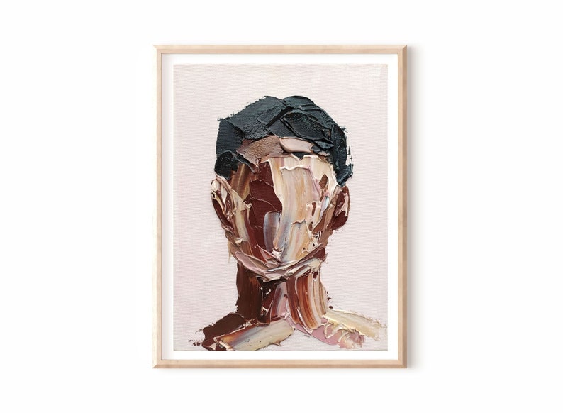 Abstract Faceless Portrait Digital Print Male Face Faceless Painting ...