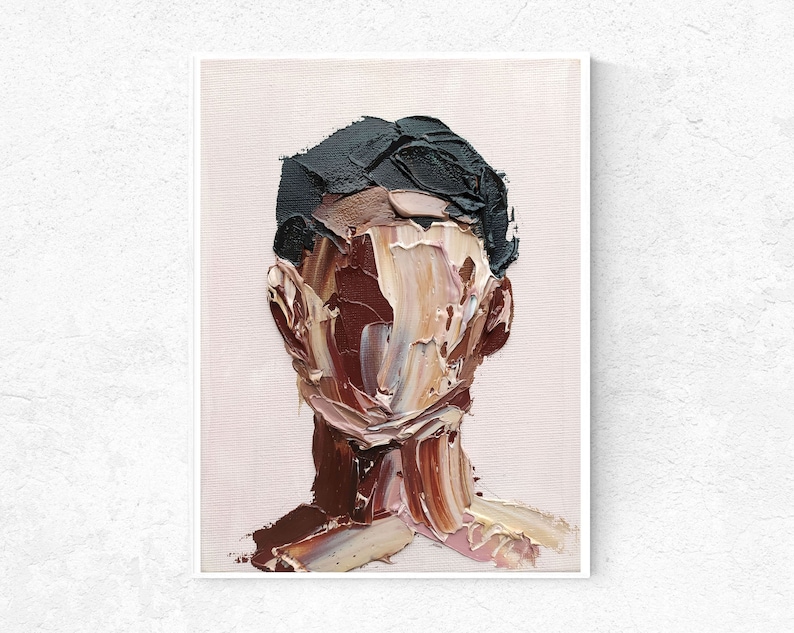 Abstract Faceless Portrait Digital Print Male Face Faceless Painting ...