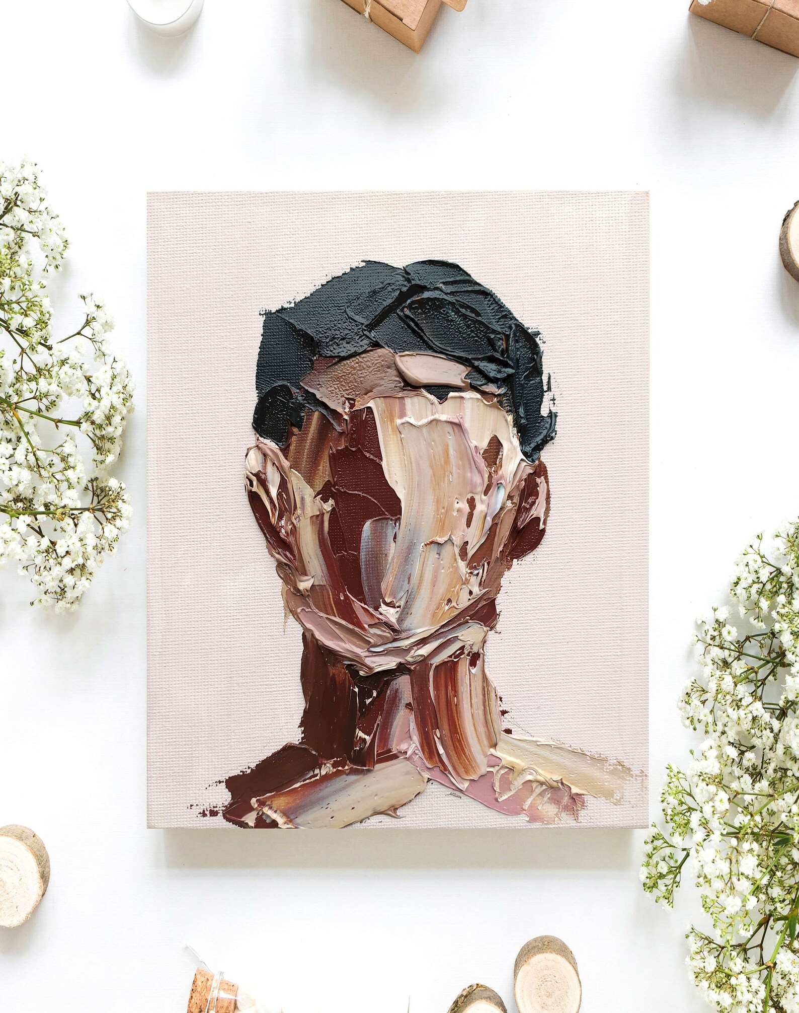 Abstract Faceless Portrait Digital Print Male Face Faceless Painting ...