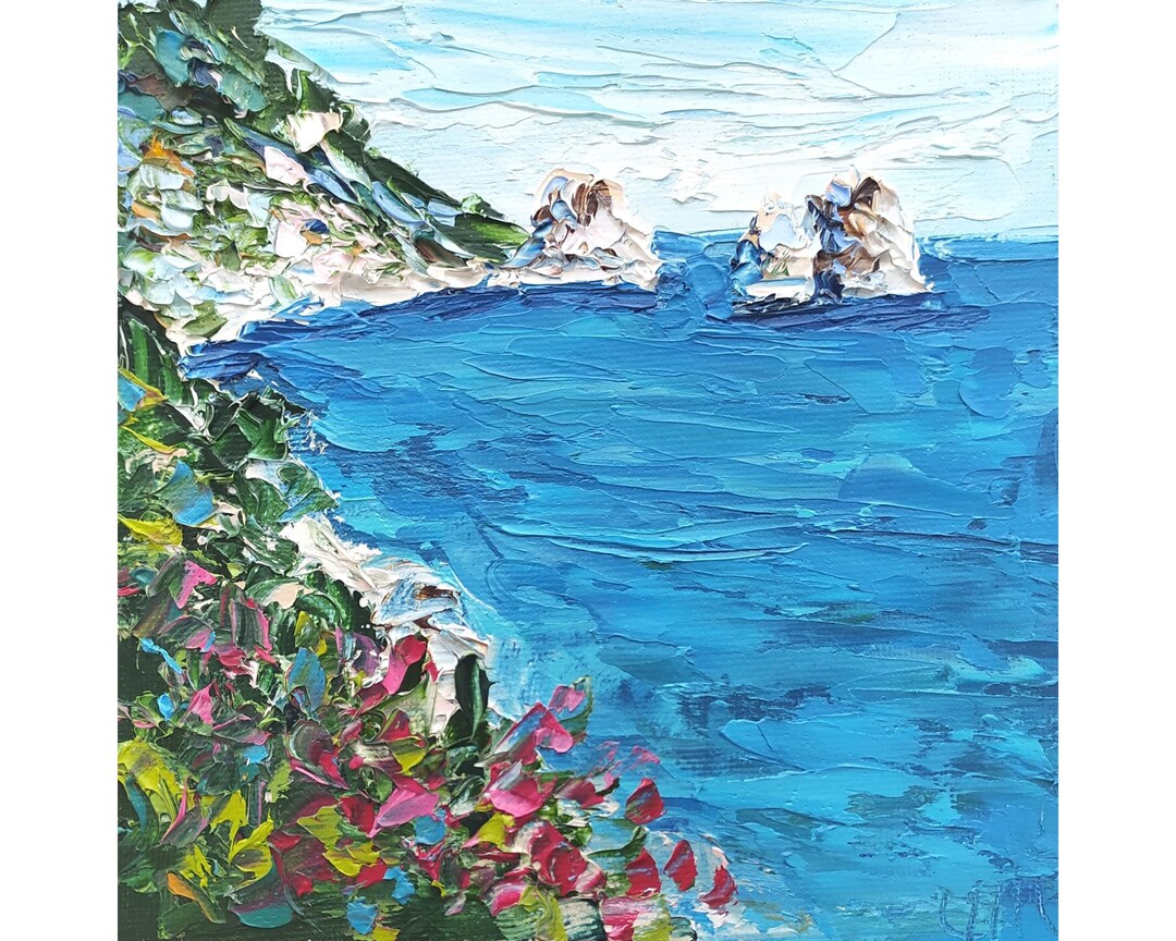 Capri Island Italy Coast Impasto Oil Painting Palette Knife