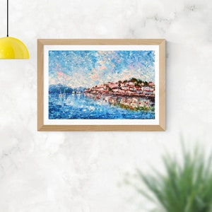 Italy Coast Impasto Oil Painting Mediterranean Coastal Artwork Abstract Italian Seascape Palette Knife Heavy Textured Original Wall Art image 6