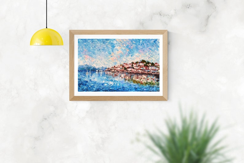 Italy Coast Impasto Oil Painting Mediterranean Coastal Artwork Abstract Italian Seascape Palette Knife Heavy Textured Original Wall Art image 6