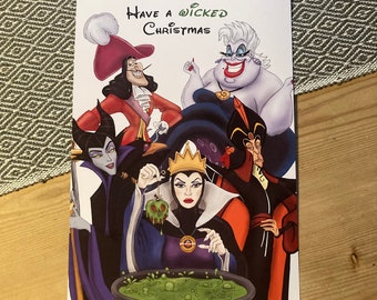 Disney Villains - Hand Drawn Digital Illustration Print with free postage - Can be left blank, personalised or with a Disney quote!