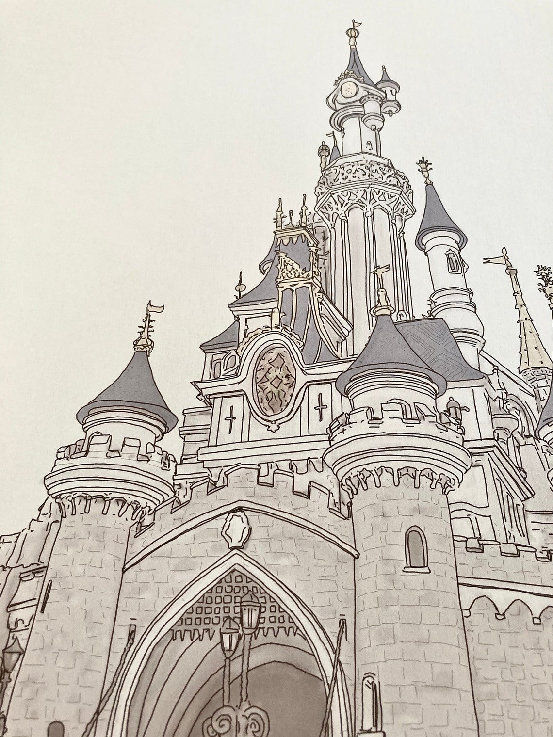 Disney Cinderella Castle Hand Drawn Digital Illustration | Etsy