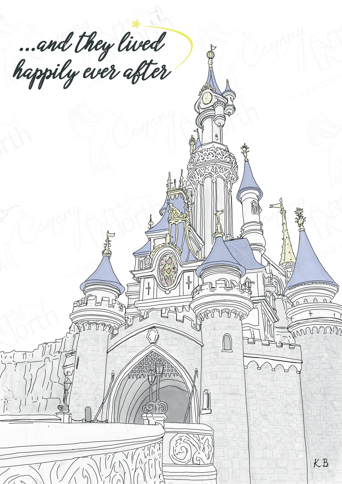 Disney Cinderella Castle Hand Drawn Digital Illustration | Etsy