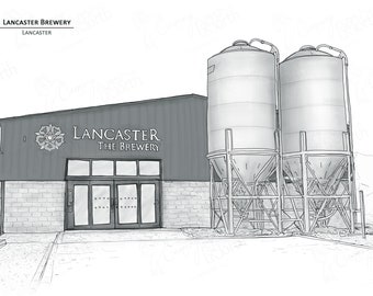 Lancaster Brewery - Lancashire - Hand Drawn Digital Illustration with free postage - Perfect personal wedding gift!