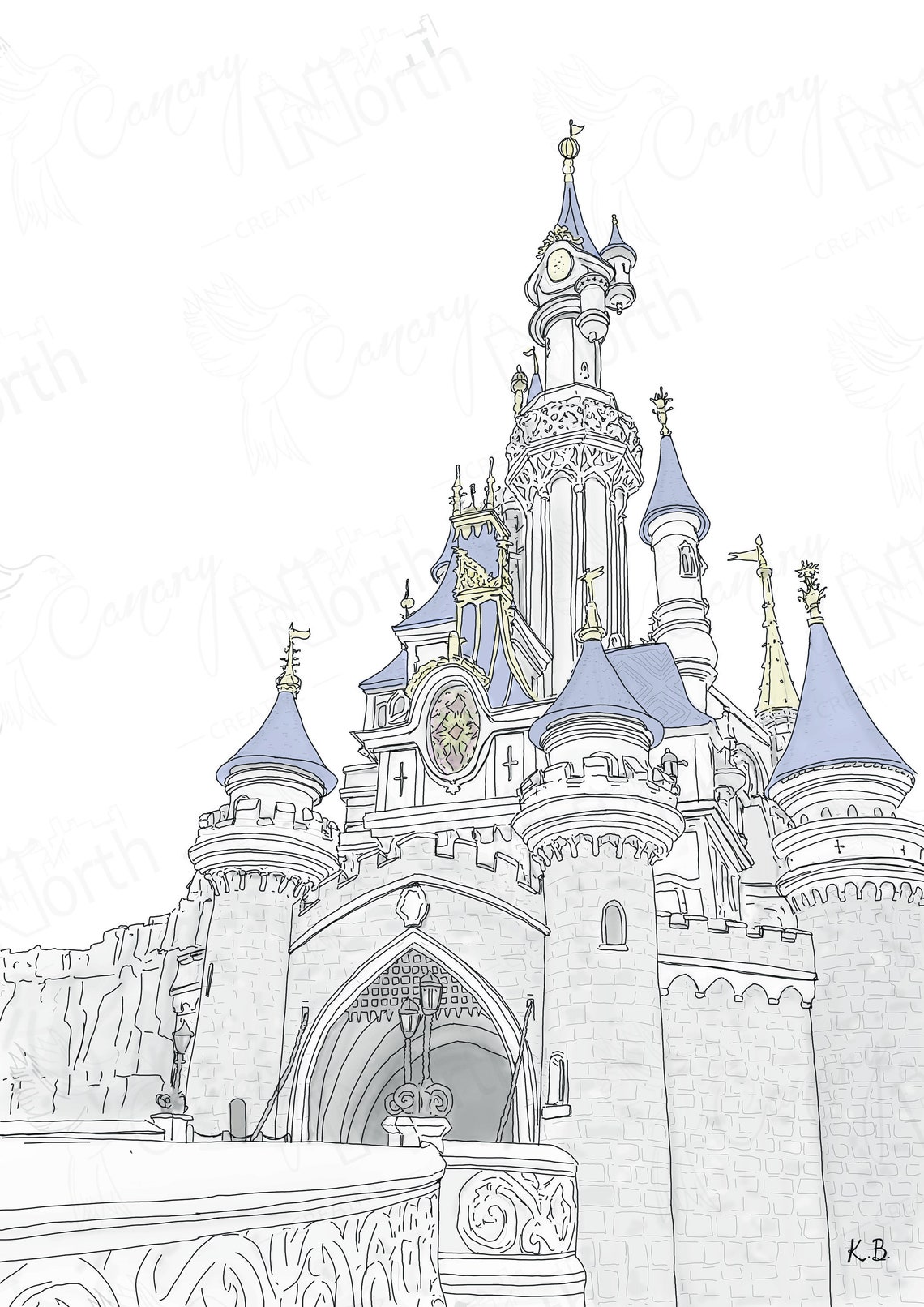 Disney Cinderella Castle Hand Drawn Digital Illustration | Etsy