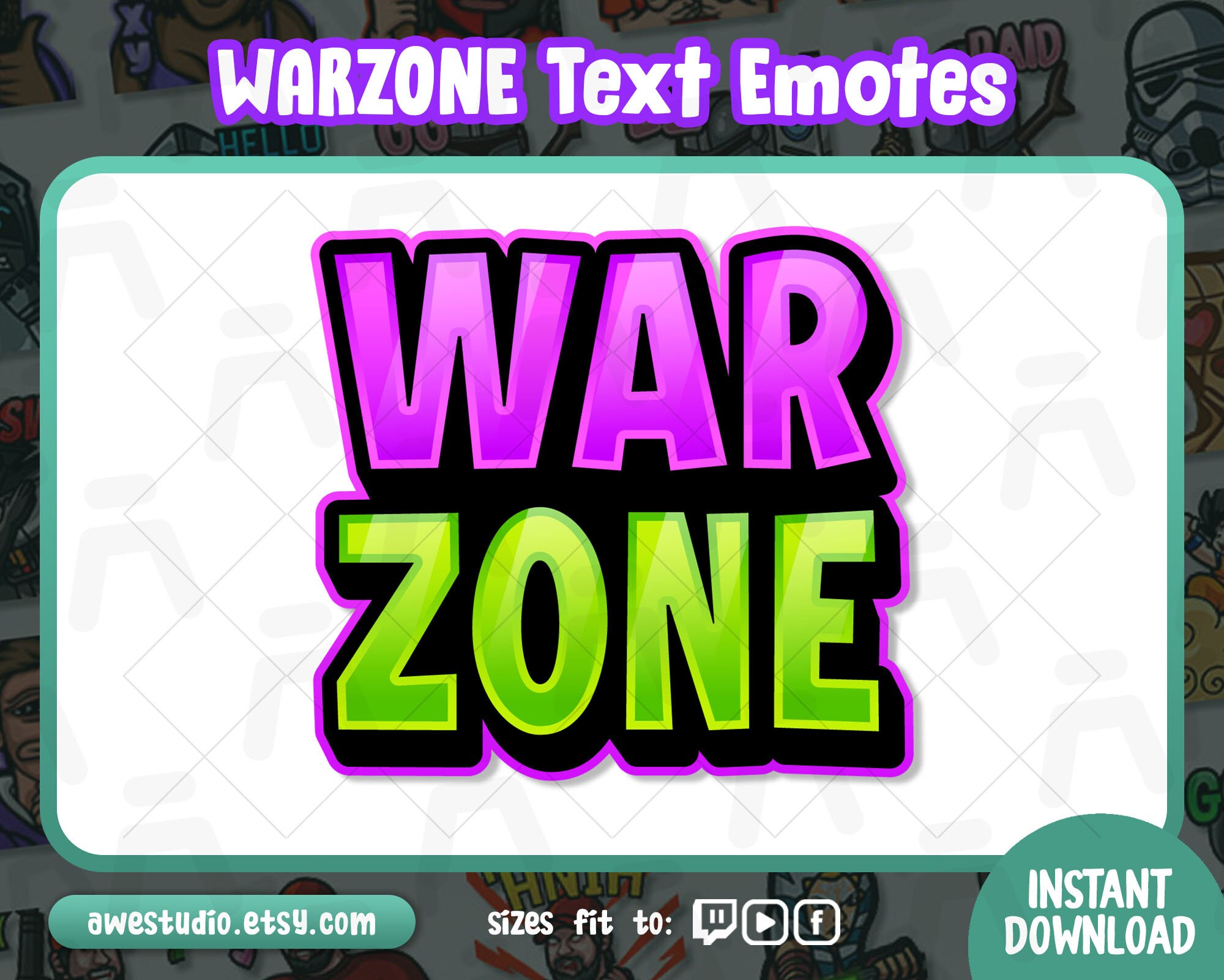 Warzone Twitch Emote Purple Emotes Neon Green Emotes Etsy New Zealand