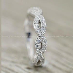 Round Cut Moissanite Infinity Moissanite Wedding Band, Full Eternity Stackable Band For Women, 925 Sterling Silver, Anniversary Band