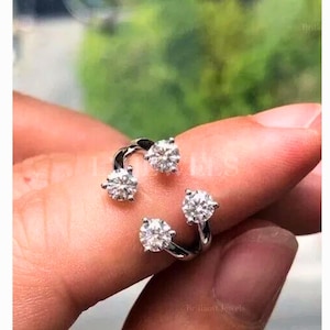 Anello per dita dei piedi con moissanite, anello per dita dei piedi regolabile in argento sterling 925 per donna, anello per dita dei piedi con moissanite a fascia aperta con 4 pietre, gioielli estivi per i piedi per lei