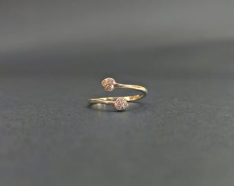 Anello aperto a doppio cuore, anello regolabile in argento sterling 925 per le dita dei piedi da donna, delicato anello a forma di cuore in moissanite, regalo di anniversario per lei