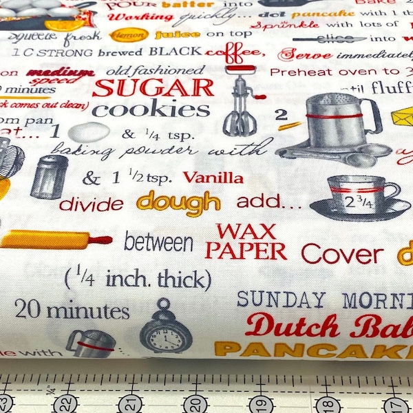 BAKING COTTON FABRIC Cake Cookies Sweets - Kiss the Cook 100 % Cotton by Robert Kaufman Quilt Sewing Craft; Pls See Photos-Read Description