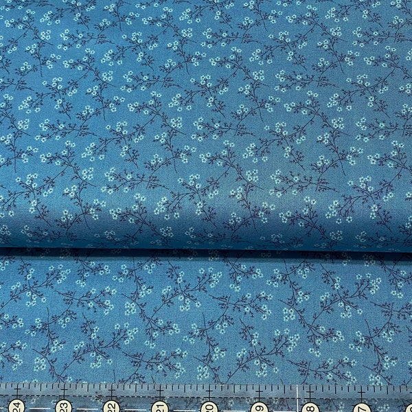 Edyta Sitar Fabric BLUE ESCAPE; Laundry Basket Quilt A-9966-T 100% Cotton Floral Branch ; Pls Read Description - See Photos