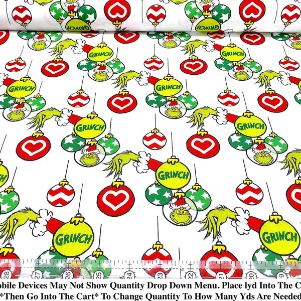 Robert Kaufman's How the Grinch Stole Christmas New 2023 Licensed Fabric 44" Wide 100% Quilt Cotton; Pls Read Description