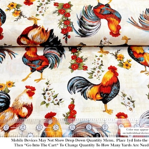 Rooster Garden: Cream Quilt Cotton Fabric Wilmington Print