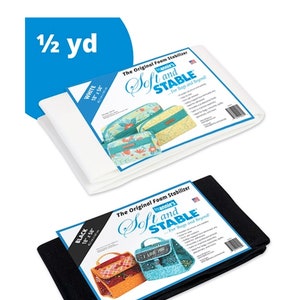 May include: Two pieces of foam stabilizer fabric, one white and one black. Each piece is 18 inches by 58 inches. The fabric is labeled "Annie's Soft and Stable" and is for bags and beyond.