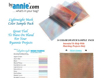 Tarjeta de muestras de 14 colores Byannnie Mesh Lightweight Mesh Sup209-14 muestras para patrones de costura a juego