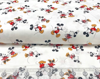 Disney MINNIE & MICKEY MOUSE Retro Licensed Fabric by Spring Creatives 100% Quilt Cotton ; Pls See Photos-Read Description