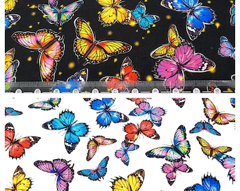 Fabric By Robert Kaufman Butterfly FANTASTIC FOREST Collection ; Chose White or Black ; 100% Cotton 44" Wide