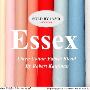 1/4yd Essex Linen Solid Cotton Blend Fabric By Robert Kaufman Mid-Weight Color Basics E014 Basics