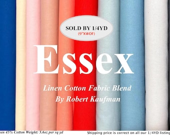 1/4yd Essex Linen Solid Cotton Blend Fabric By Robert Kaufman Mid-Weight Color Basics E014 Basics
