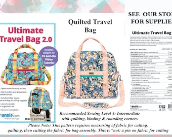 PATTERN Quilted TRAVEL BAG Sewing Level 4; Fits Rolling Luggage; Trolly Sleeve ,Please See All Photos & Read Description