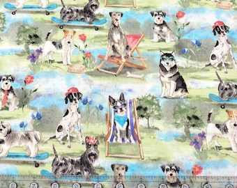 Dog's Life Park Quilt Cotton Fabric: 3 Wishes Pet Dog