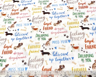 Dog & Words: Quilt Cotton Fabric by Rebecca Jones Pet Dogs