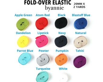 FOLD OVER ELASTIC 20MM X 2 Yards ; Quality Byannie Elastic Great For Mesh Bags, Backpacks, Bags & More!