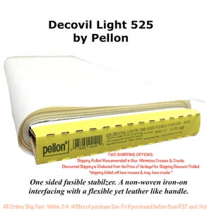 Decovil Light 525 Non-Woven Interfacing w Leather-Like Handle Pellon 17" WIDE Choose Shipping Option