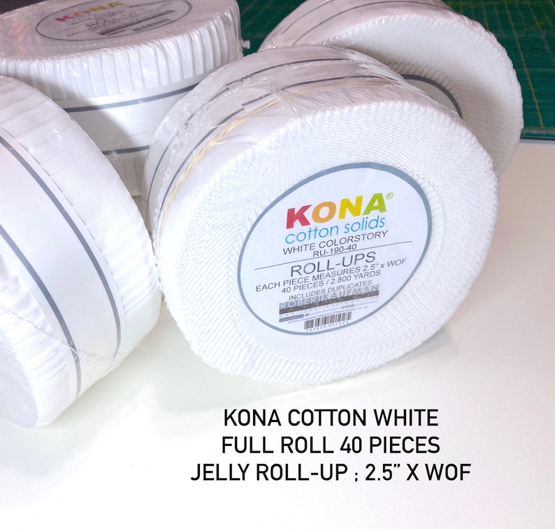 FULL Roll 40PCS KONA COTTON White Jelly Roll up Fabric by Etsy