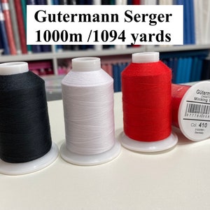 Gutermann SERGER Thread 1000 Meter / 1094 YDS  Universal Sewing Thread Black White or Scarlet