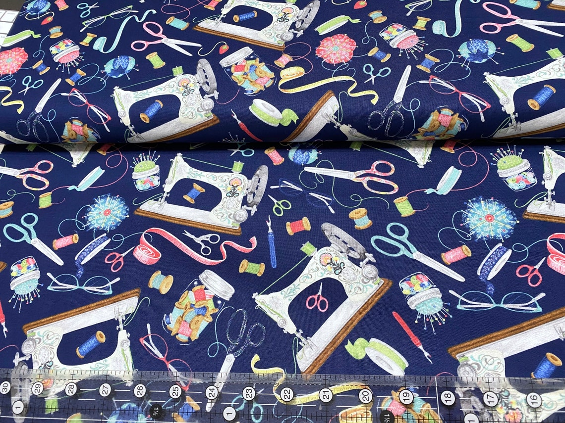 Notions Cotton Fabric by Wilmington Prints 100 Cotton Fabric Etsy