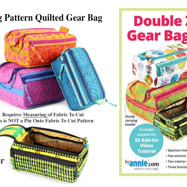 Sewing PATTERN Quilted Gear Bag 3 sizes; Double Zip Gear 2.0 NEWEST VERSION; Level4 Intermediate & Up; Pls Read Description/See Photos/Video