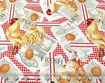 Farm Rooster Recipes Quilt Cotton Fabric: Timeless Treasures