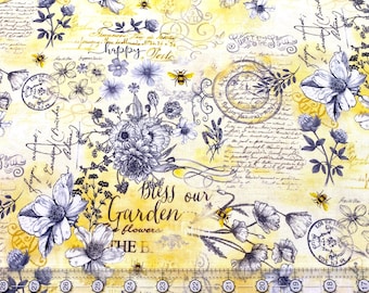 Bee Garden Fabric: Timeless Treasures Quilt Cotton