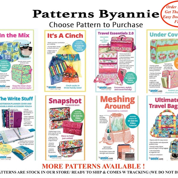 Byannie Patterns Choose The Pattern to Purchase ;Pls Message if Needing Supply List For a Pattern, Recommend Familiarity w By Annie Patterns