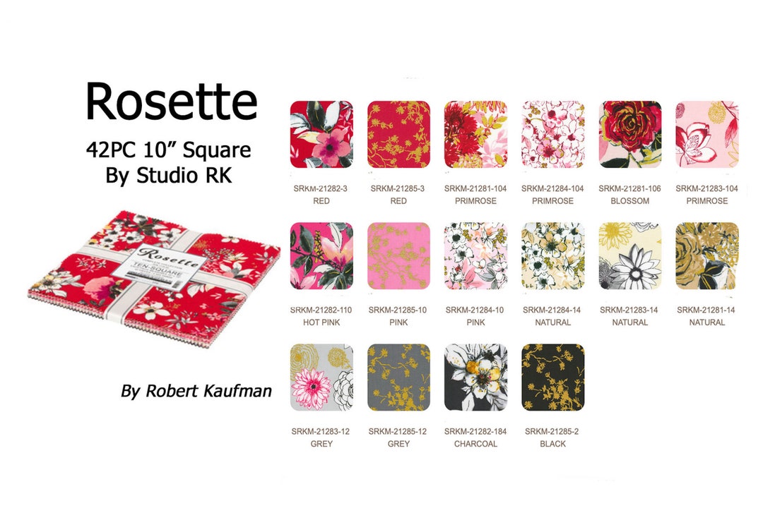 42PC 10 SQUARE Fabric by Robert Kaufman ROSETTE Studio RK Collection