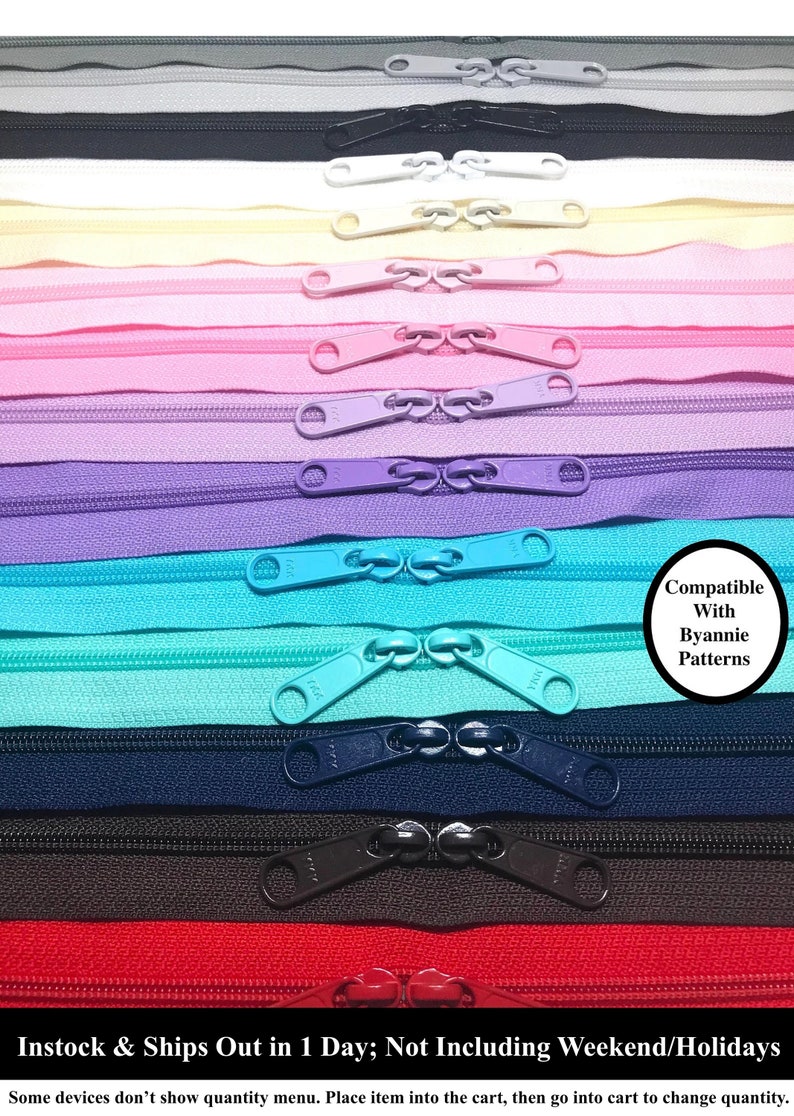 YKK Double Pull Handbag Zipper 30 or 18 Inch Long Pulls 4.5 Backpack Purse bild 1