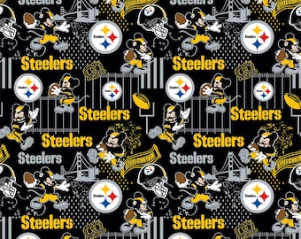 PITTSBURGH STEELERS Mickey Mouse Cotton Fabric Official Licensed NFL 100% Cotton Disney Quilt Cotton