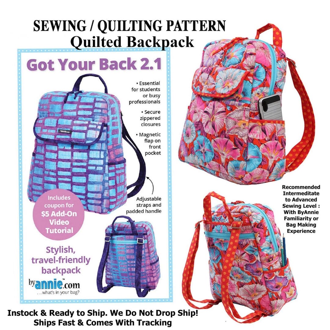 Backpack Sewing Quilt Pattern: Byannie Got Your Back 2.1 Intermediate ...