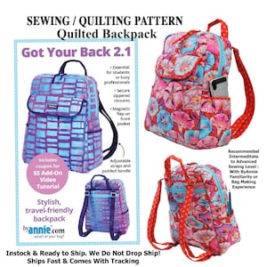 SEWING QUILT PATTERN Backpack byAnnie Got Your Back 2.1 Sewing Level 4 Intermediate & Up By Annie Bag; Pls See All Photo; Read Description