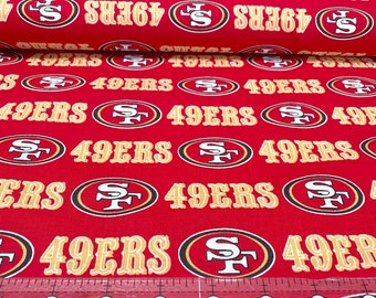 Wide 59/60&quot; SAN FRANCISCO 49ERS Cotton Fabric Official Licensed Nfl 100% Cotton Quilt or Craft  Pls See Photos Read Description