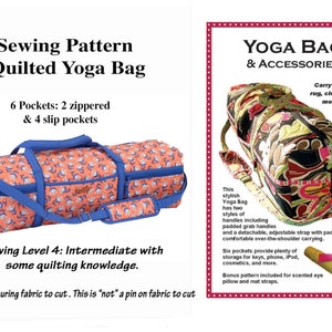 Pattern QUILTED YOGA BAG Mat Carrier Sewing Level 4 Intermediate-Advanced ; Requires Quilting;  Please See All Photos & Read Description!